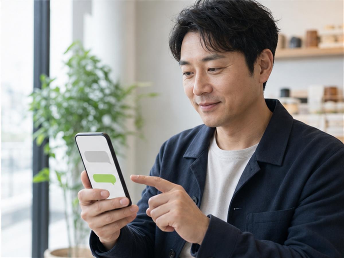 휴대폰으로 상담을 준비하는 고객